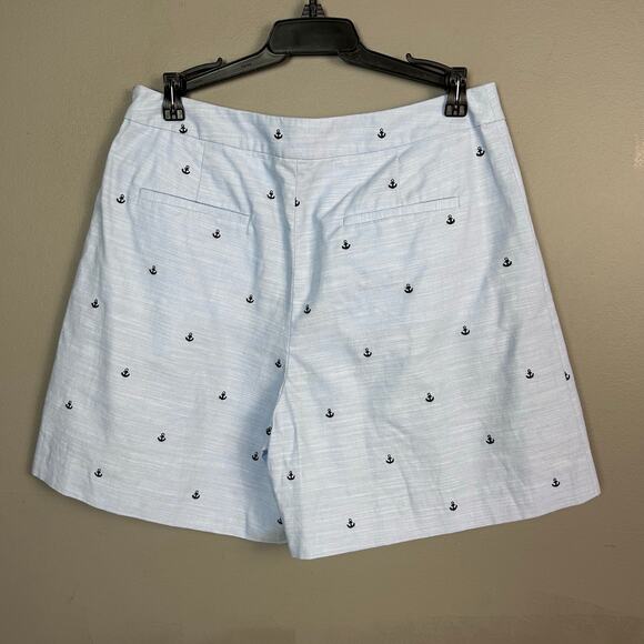 1901 Skort Size 10 Petite Pinstripe Chambray Anchors nautical preppy old money - Picture 2 of 8